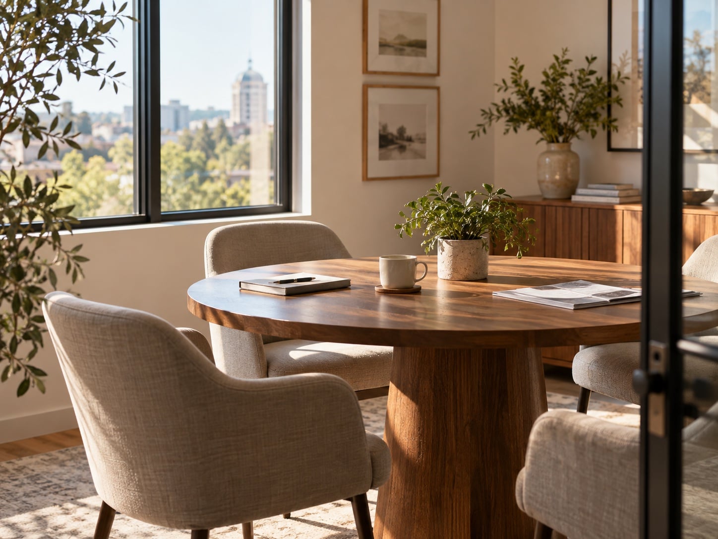 Morning light in a New York office where D.B. Marketing Group meets clients